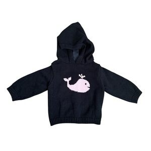 Carriage Boutique Navy Hoodie with Pink Whale Design